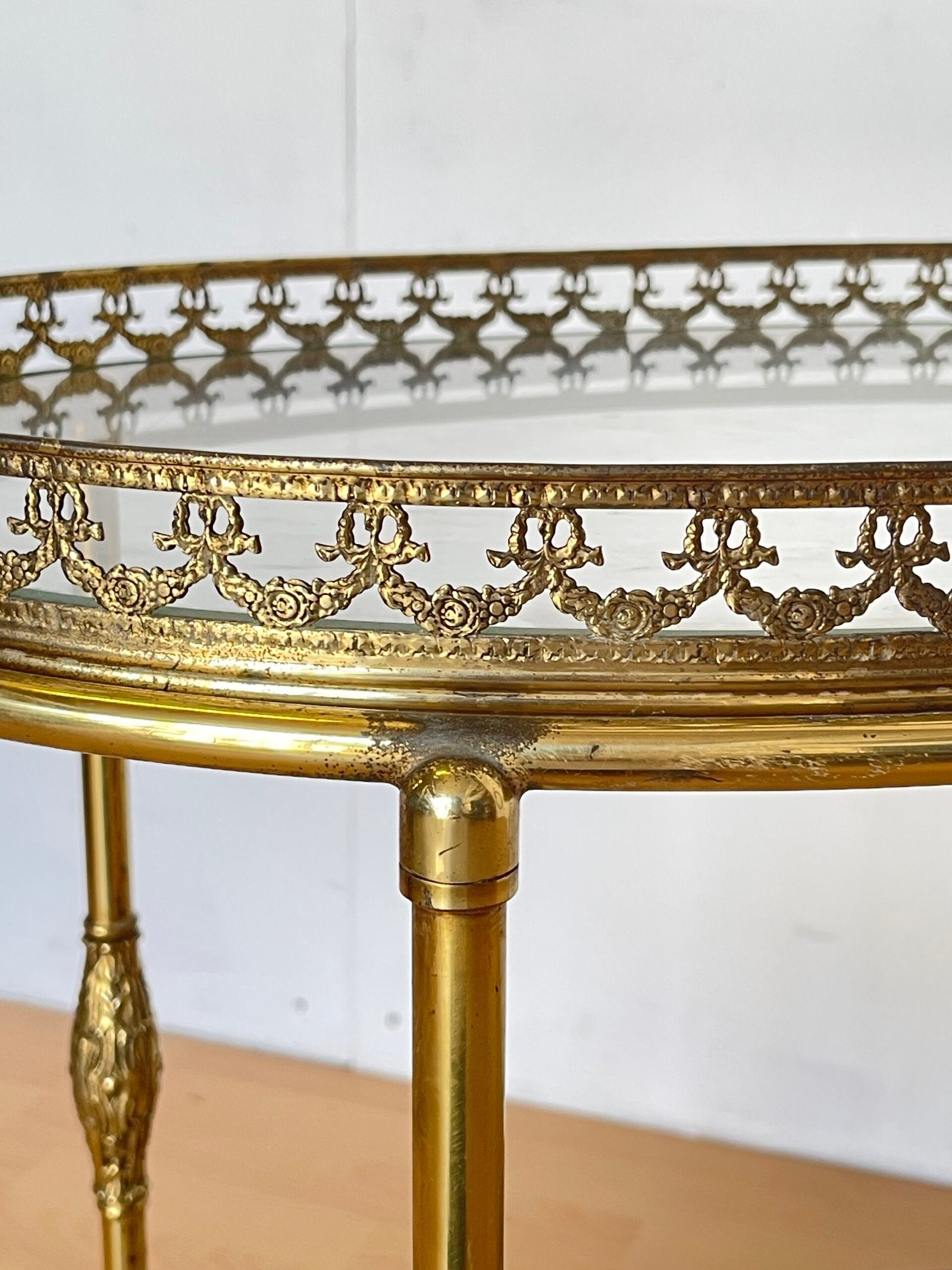 Carrello da Servizio vintage in Ottone e Vetro - Stile Barocco Francese