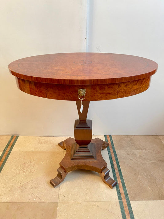 Elegante Tavolo Rotondo in Radica – Stile Impero