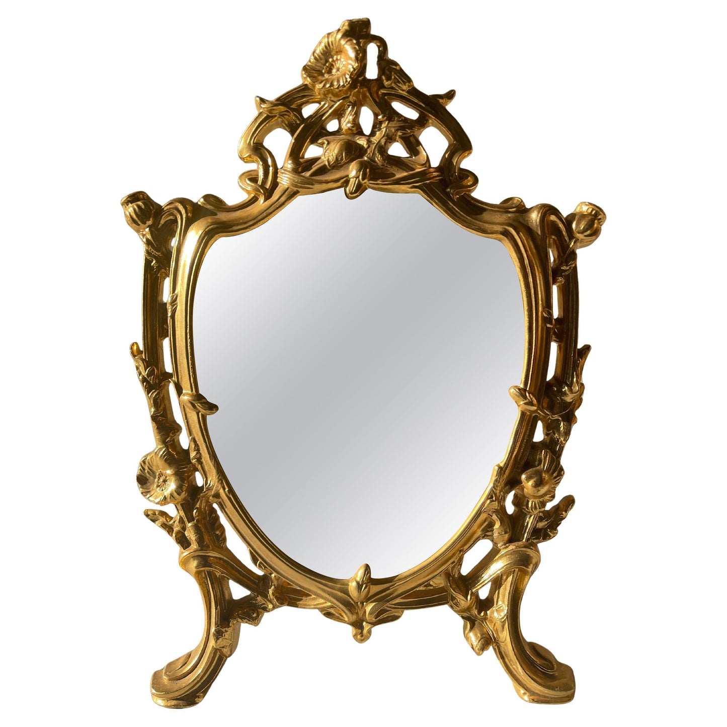 Splendido specchio in bronzo da tavolo italiano stile francese anni '90