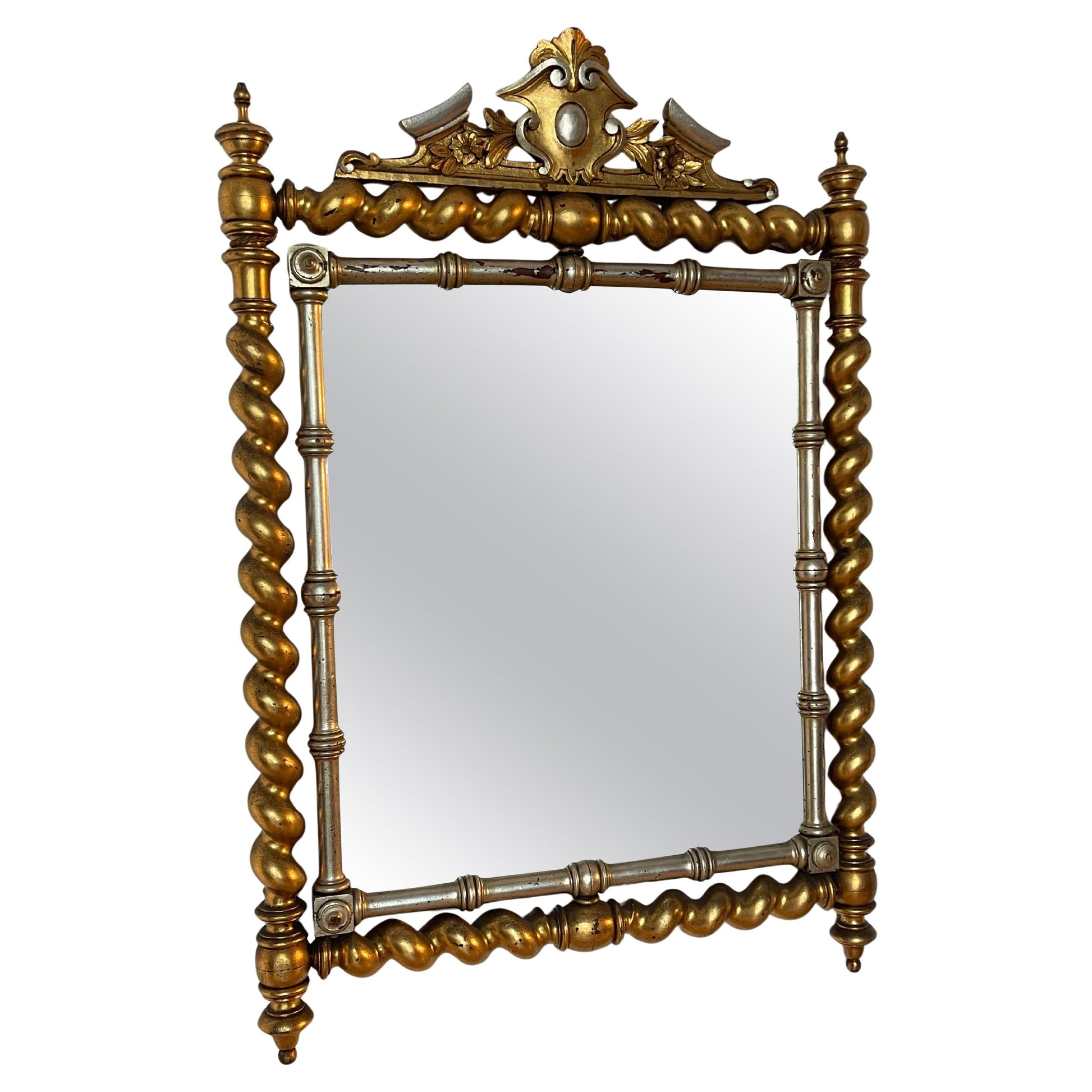 Antico specchio in legno in stile tortiglione fine XIX secolo