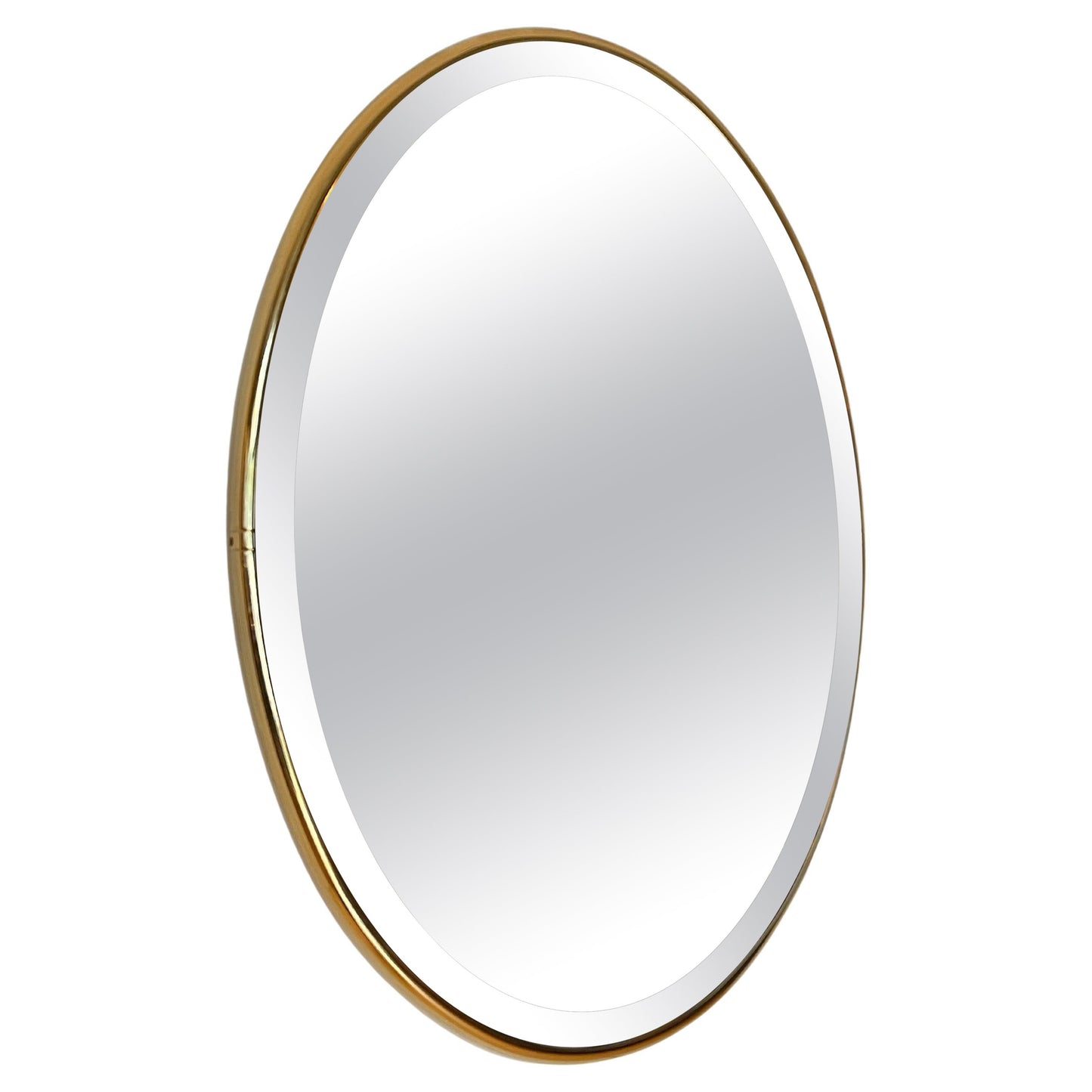 Specchio da parete ovale in ottone senza bordi stile italiano vintage anni '90