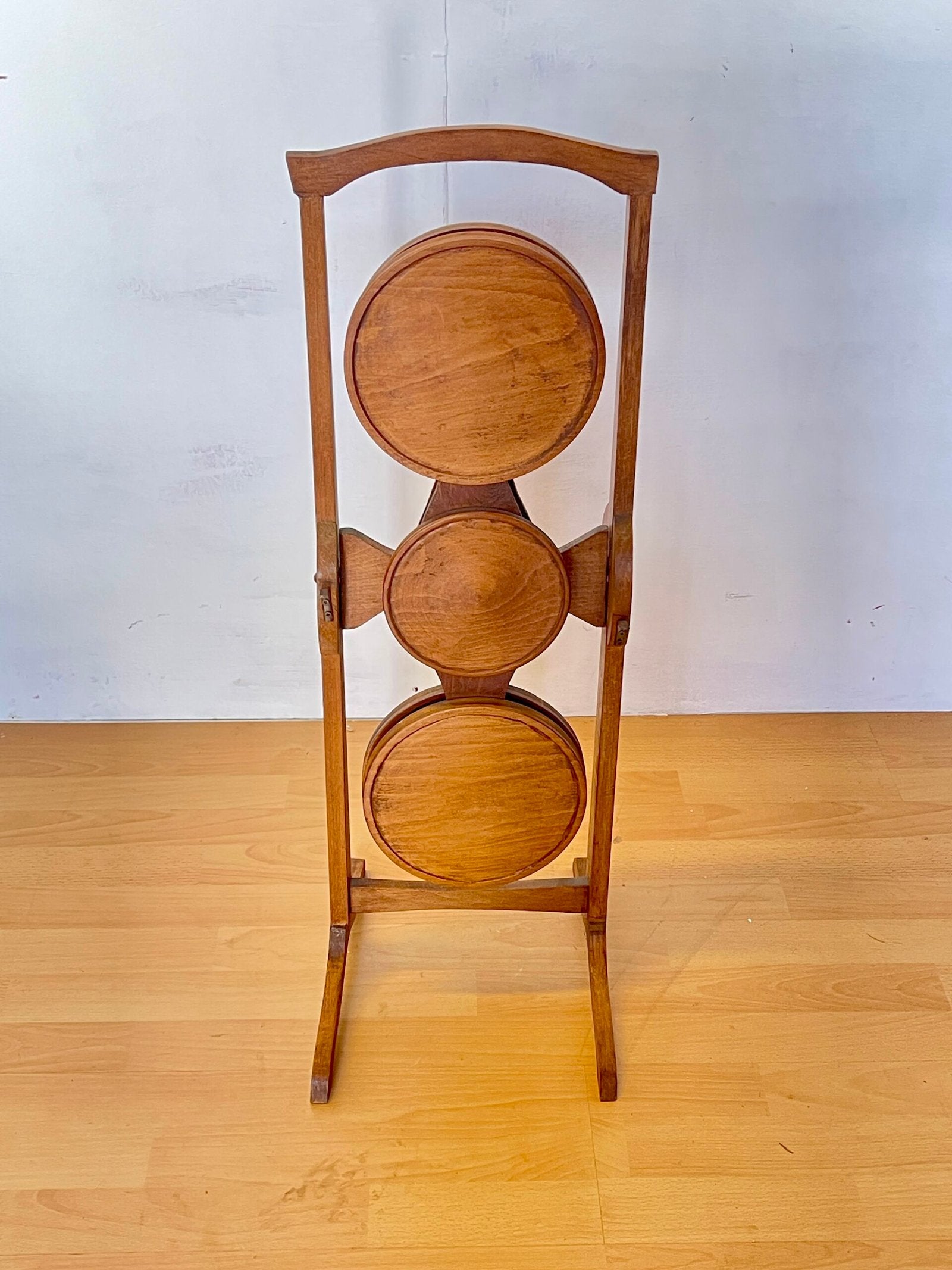 "Fiore di Legno – Portavaso o Tavolino a Petali Girevoli Vintage" 1970