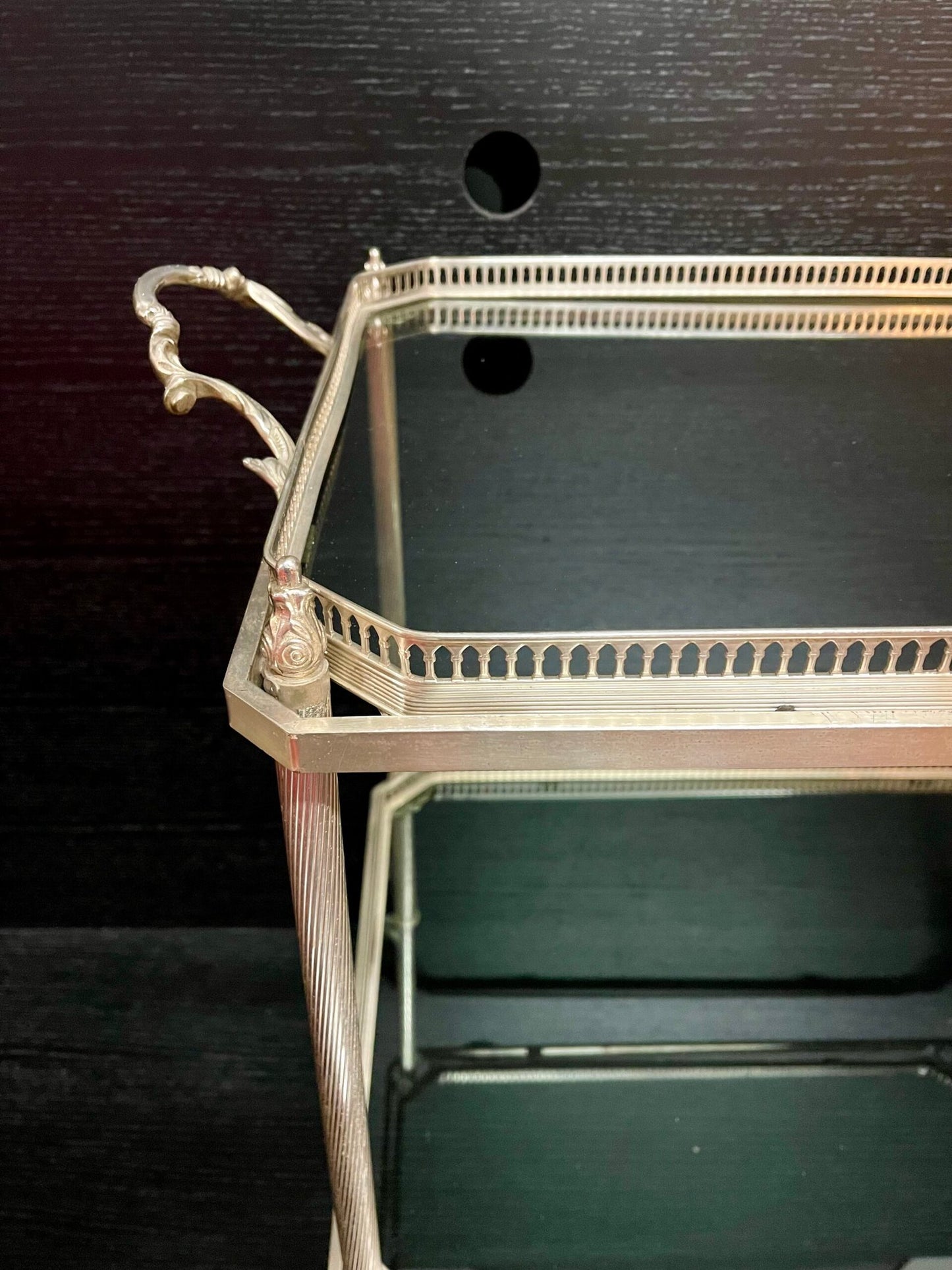 Carrello bar portavivande in bronzo argentato anni '70 italiano