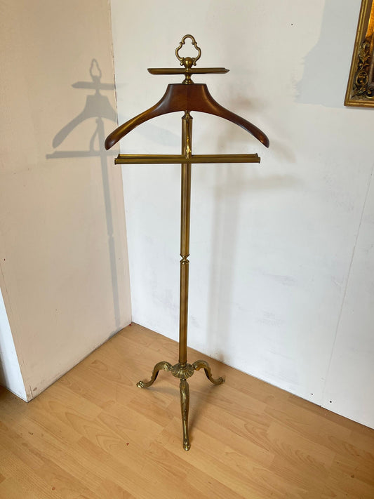 Elegante servomuto da camera in ottone e legno - stile classico vintage