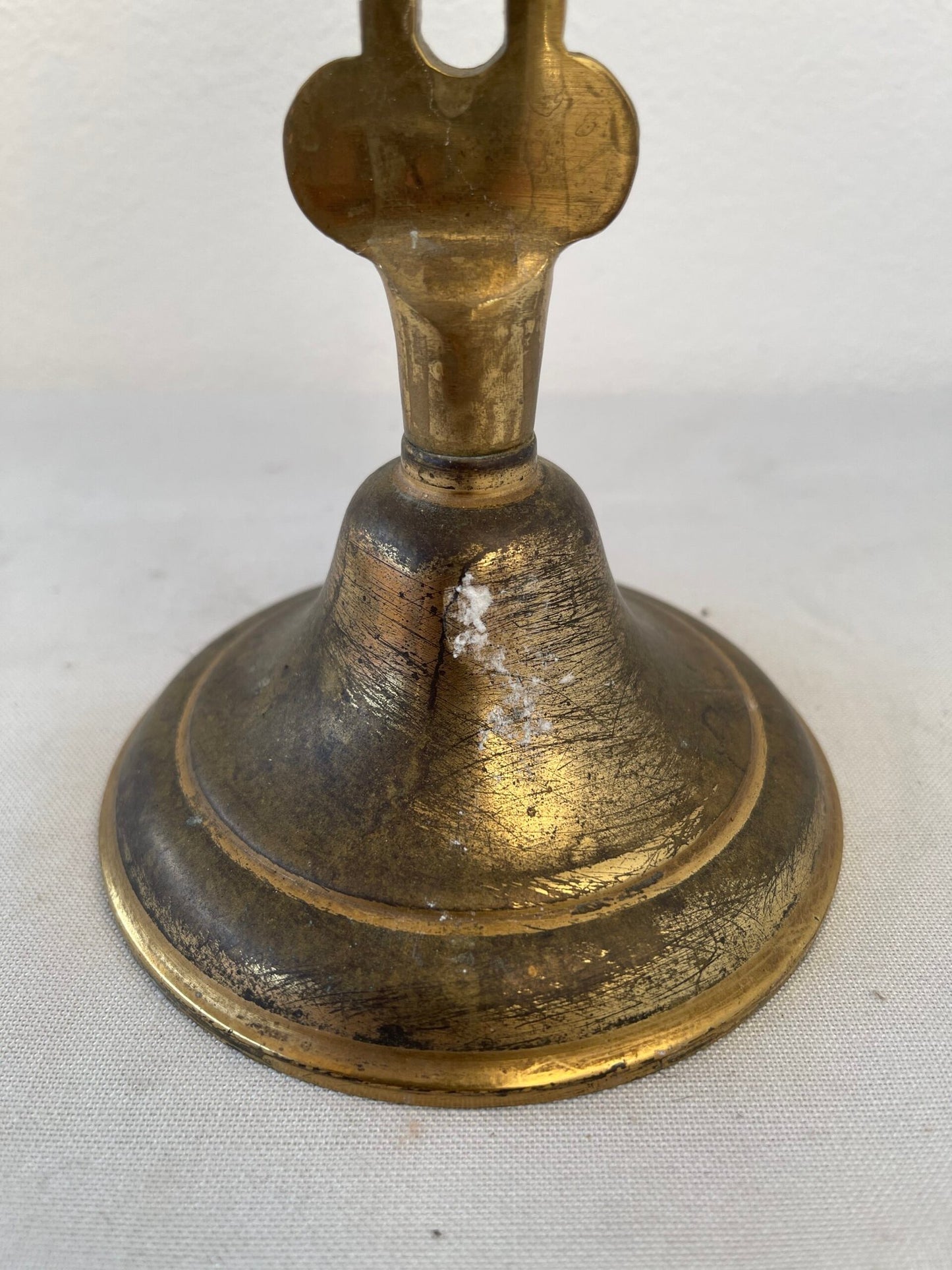 Candeliere in Ottone con Croce - stile Ecclesiastico vintage