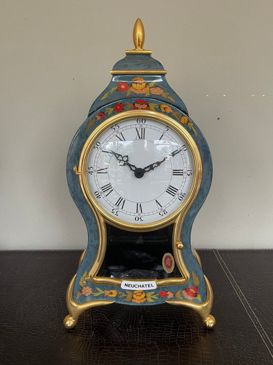 orologio da tavolo «Neuchatel» Con Pendolo e Decori Floreali