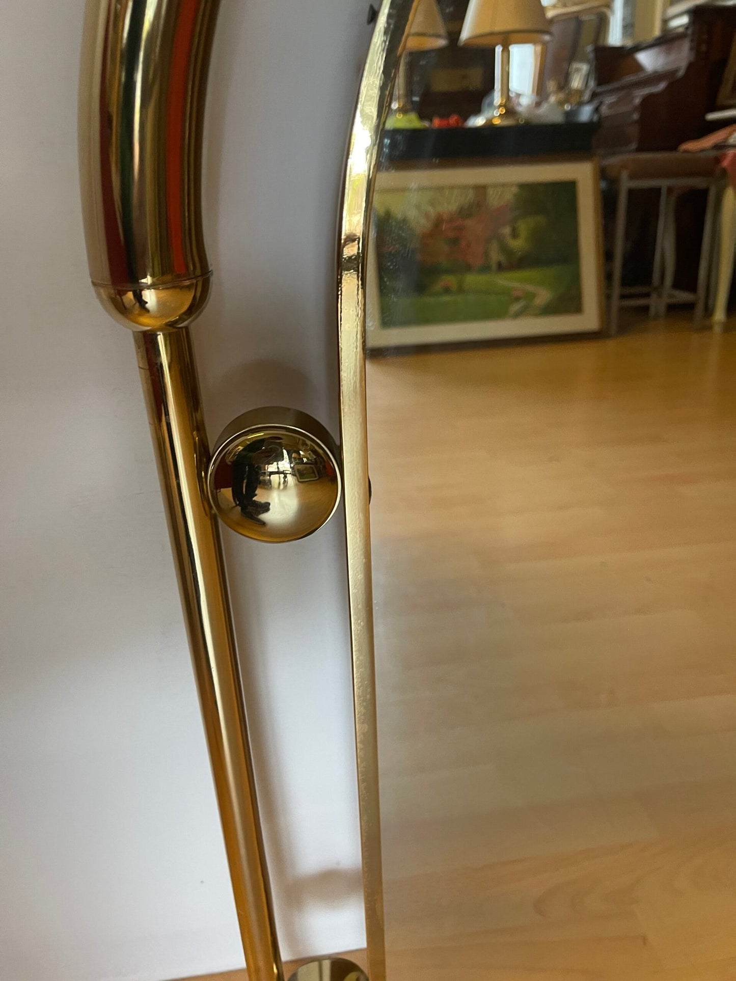 Specchio con cornice in ottone, stile Moderno anni '70