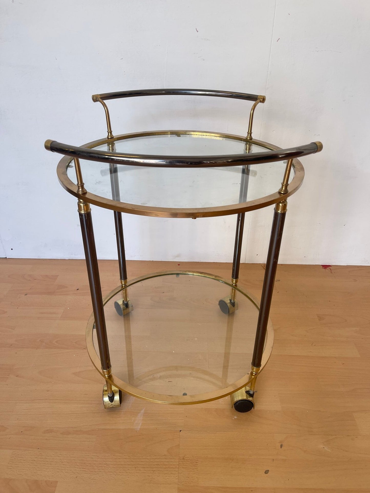 Carrello Bar vintage in Ottone e Vetro - Anni 60, Design Elegante