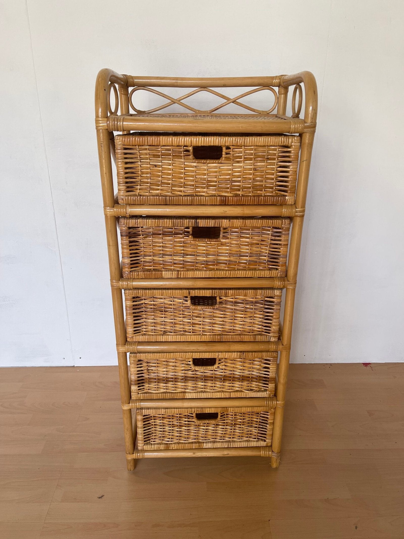 Cassettiera in Rattan Naturale a 5 Cassetti