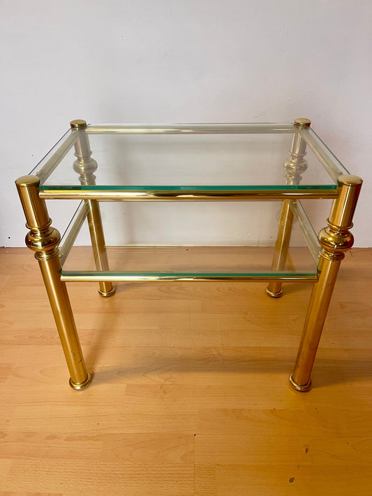 Tavolino in ottone e vetro, stile Moderno anni '70