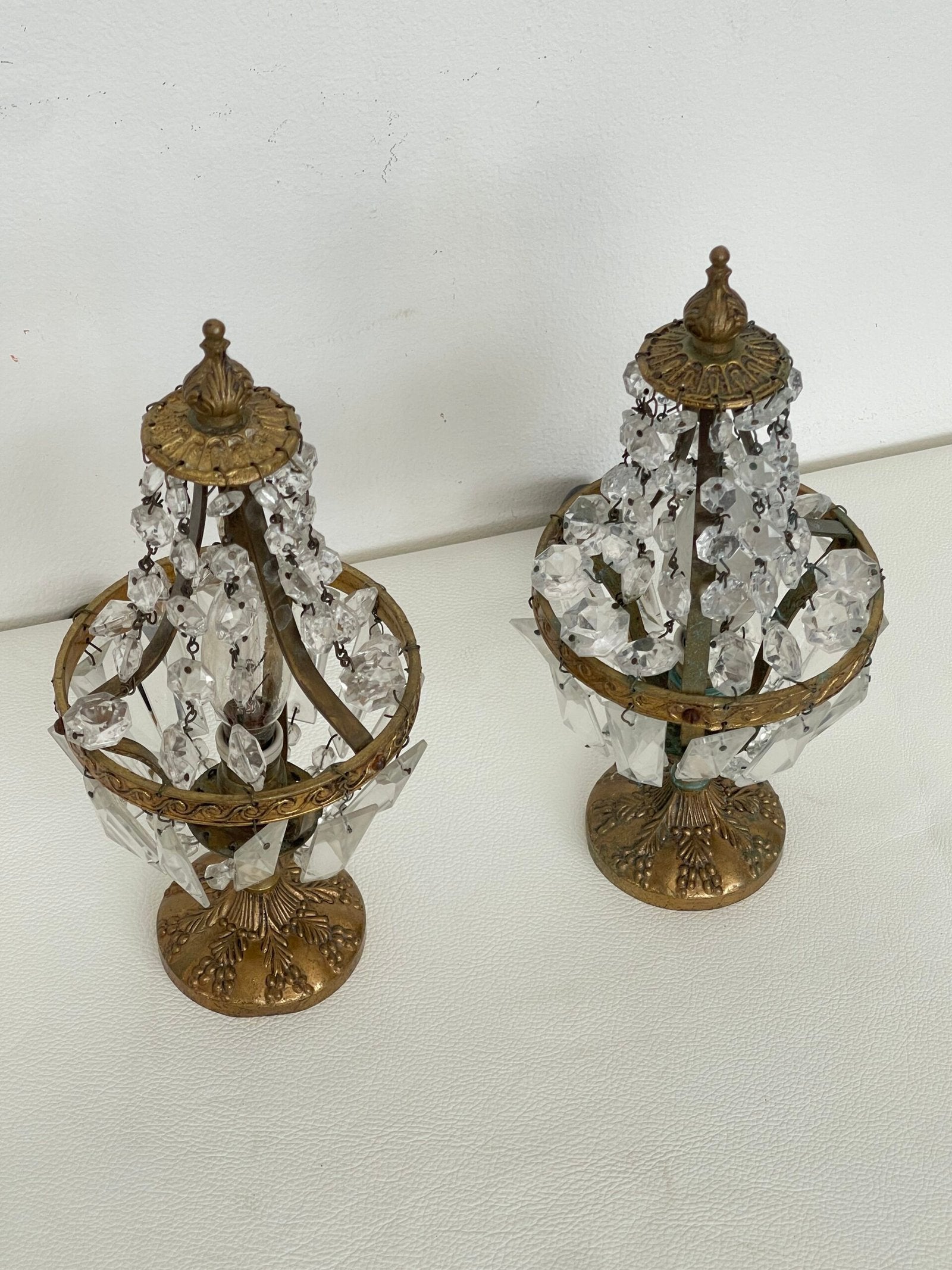 Coppia di lampade vintage con Cristalli - Eleganza Dorata