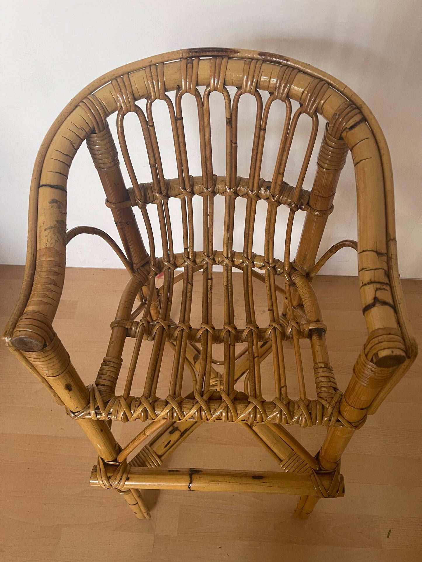 Sedia/Sgabello Alto da Bar in Bambù e Rattan, Stile Esotico/Tropicale