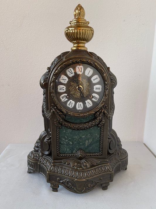 orologio da Camino Antico in Bronzo e Ottone - stile Impero