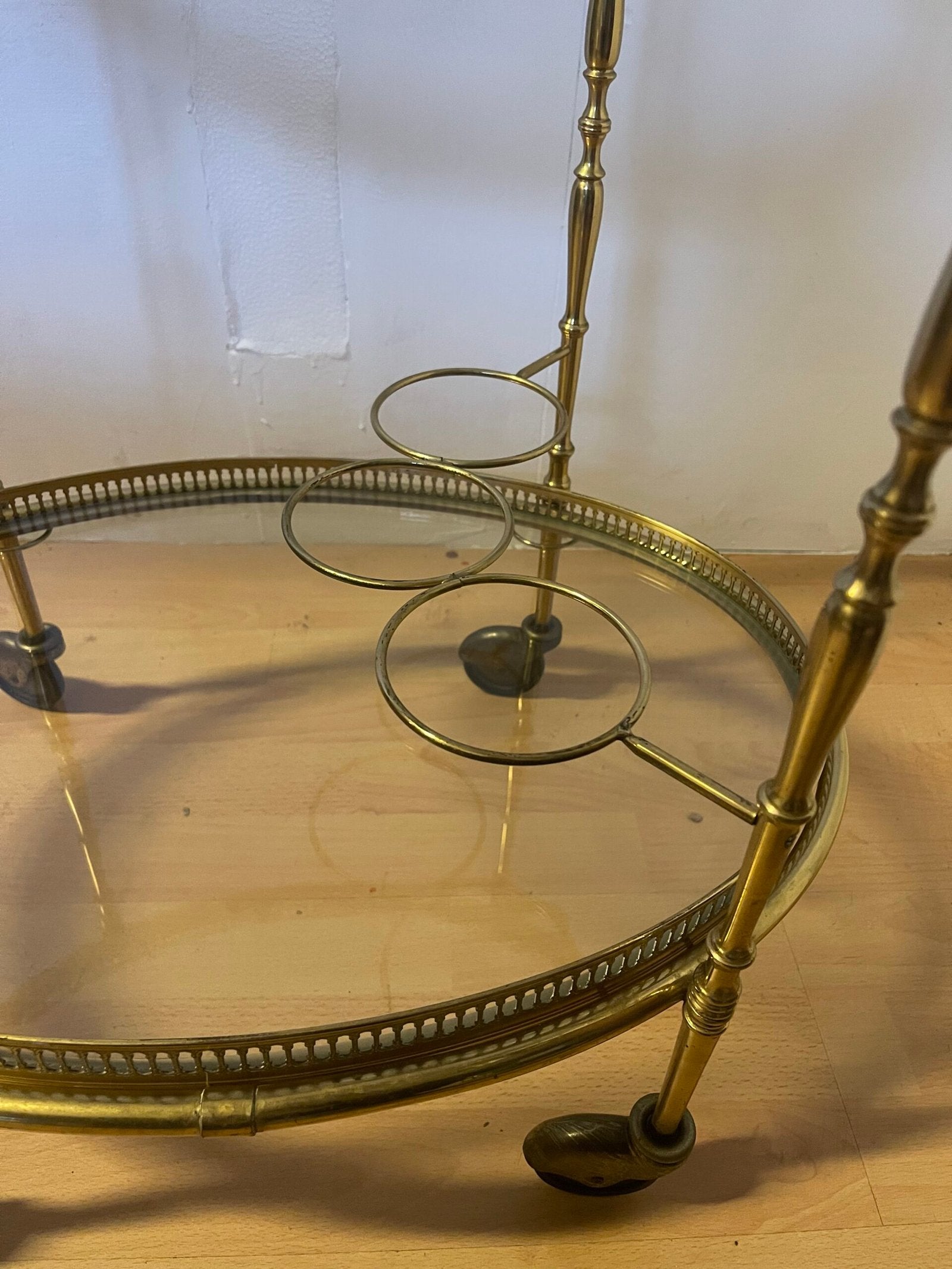 Carrello bar vintage in ottone e vetro