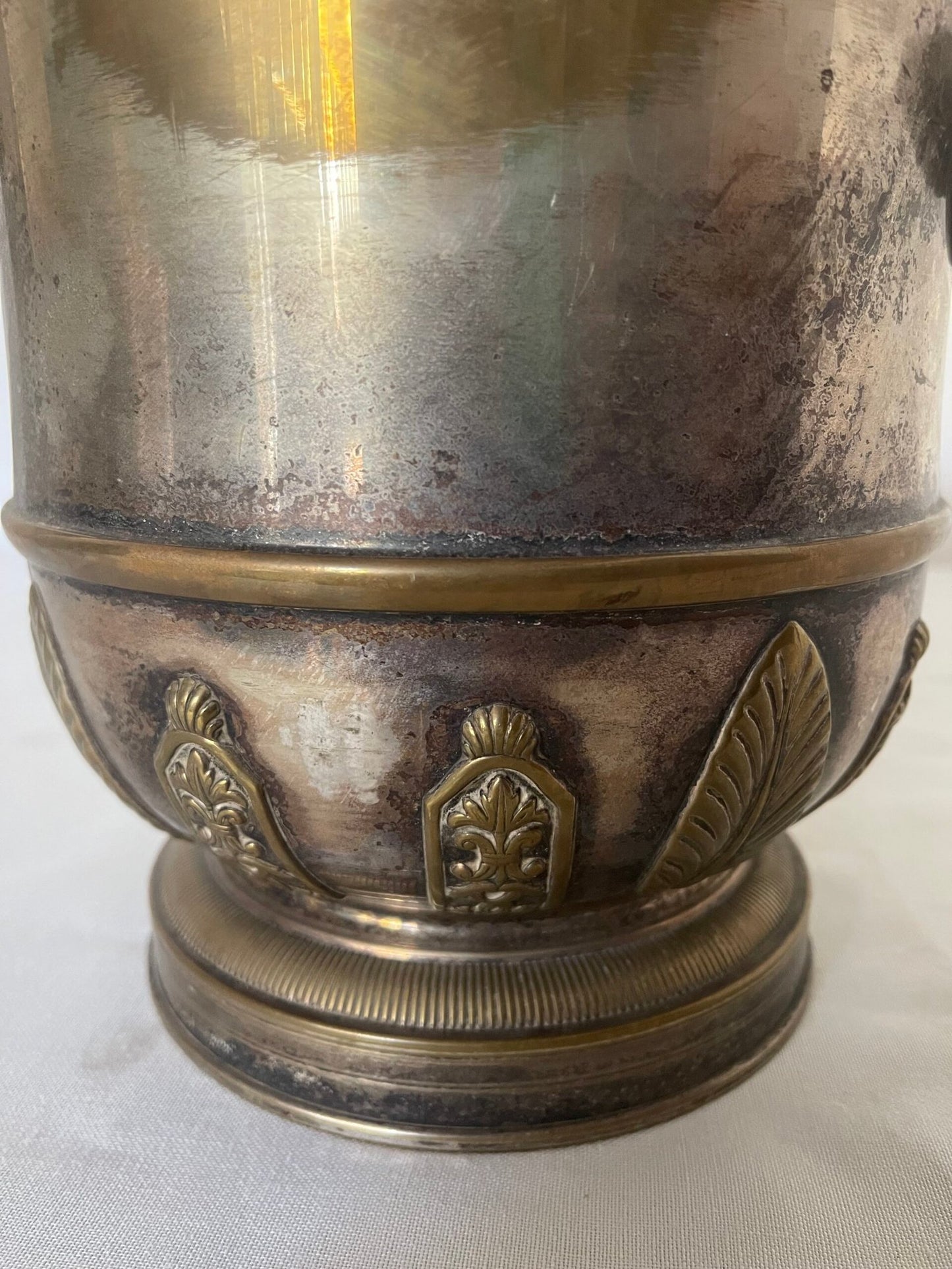 Secchiello da Ghiaccio/Vaso Decorativo in Argento Sheffield e Bronzo Patinato