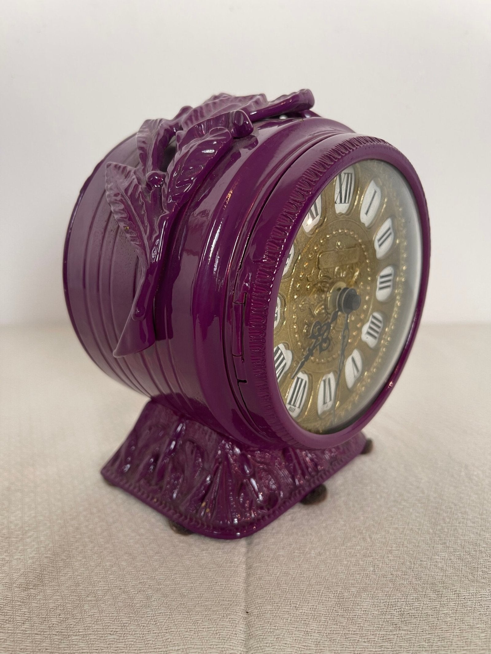 orologio da tavolo vintage Hermle - stile barocca con finitura viola lucido