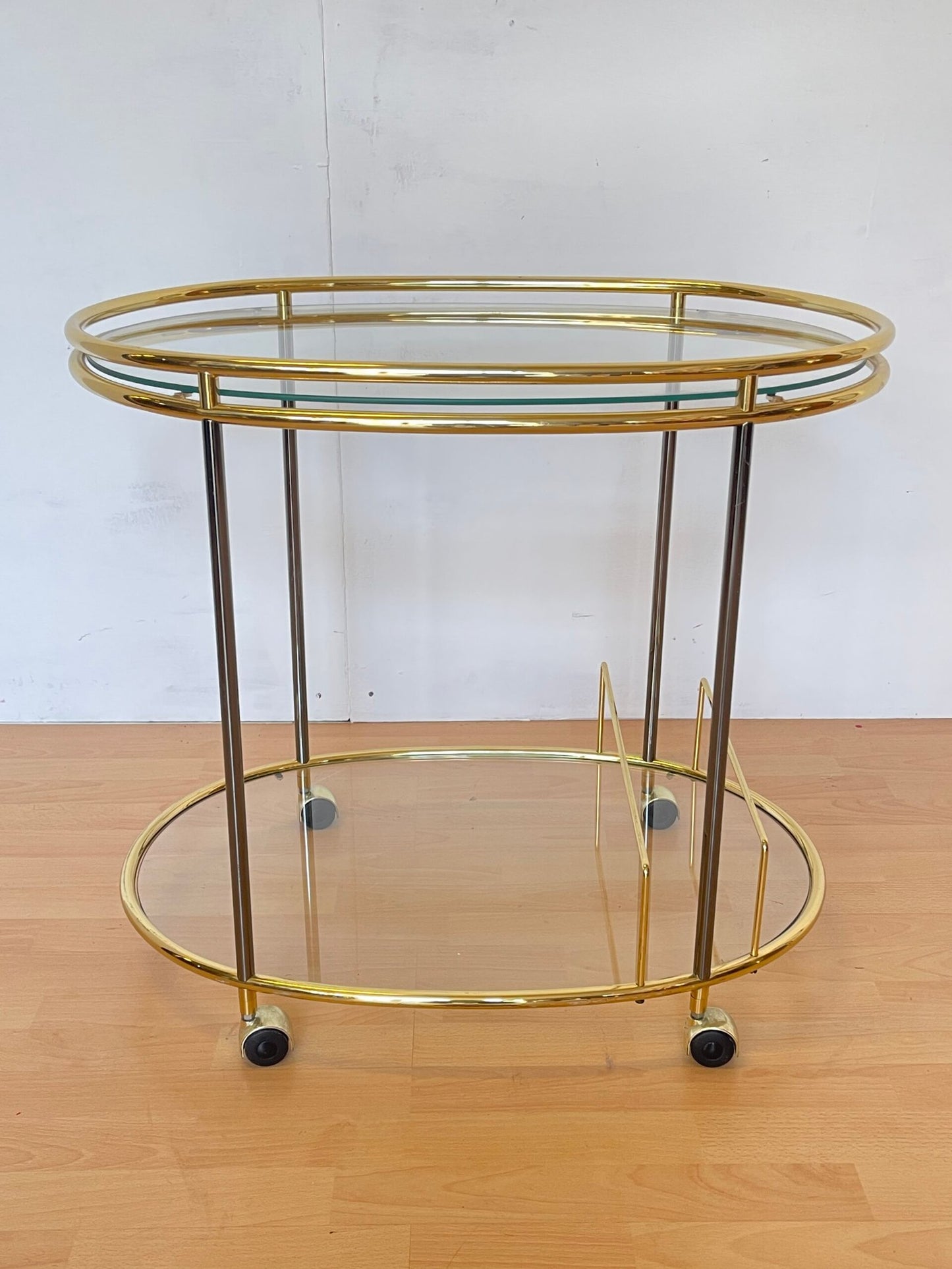 Carrello Bar Mid-Century in Ottone e Vetro, anni 70