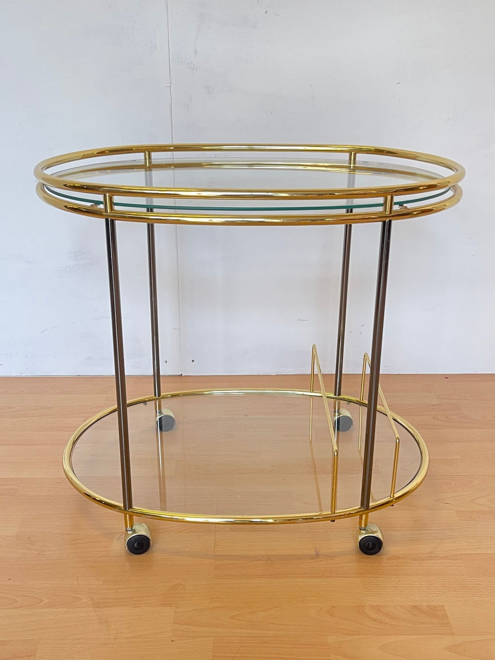 Carrello Bar Mid-Century in Ottone e Vetro, anni 70