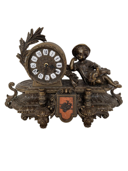 Orologio da Tavolo Decorativo in Bronzo – Stile Barocco con Putto