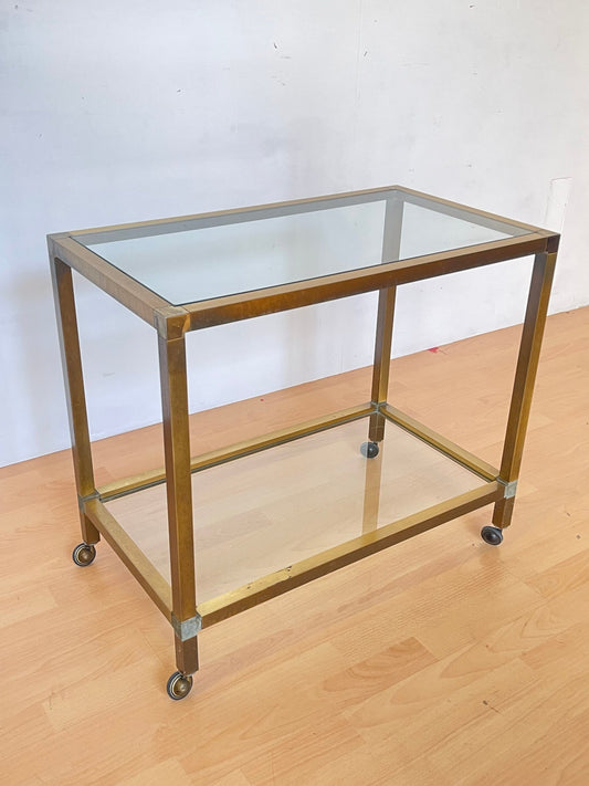 Carrello da tè vintage in ottone e vetro - Design anni '70