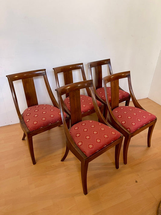 Set di 5 sedie vintage in legno con seduta imbottita