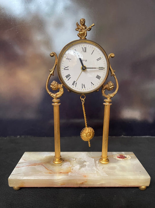 Orologio da tavolo “Ritz” con base in onice