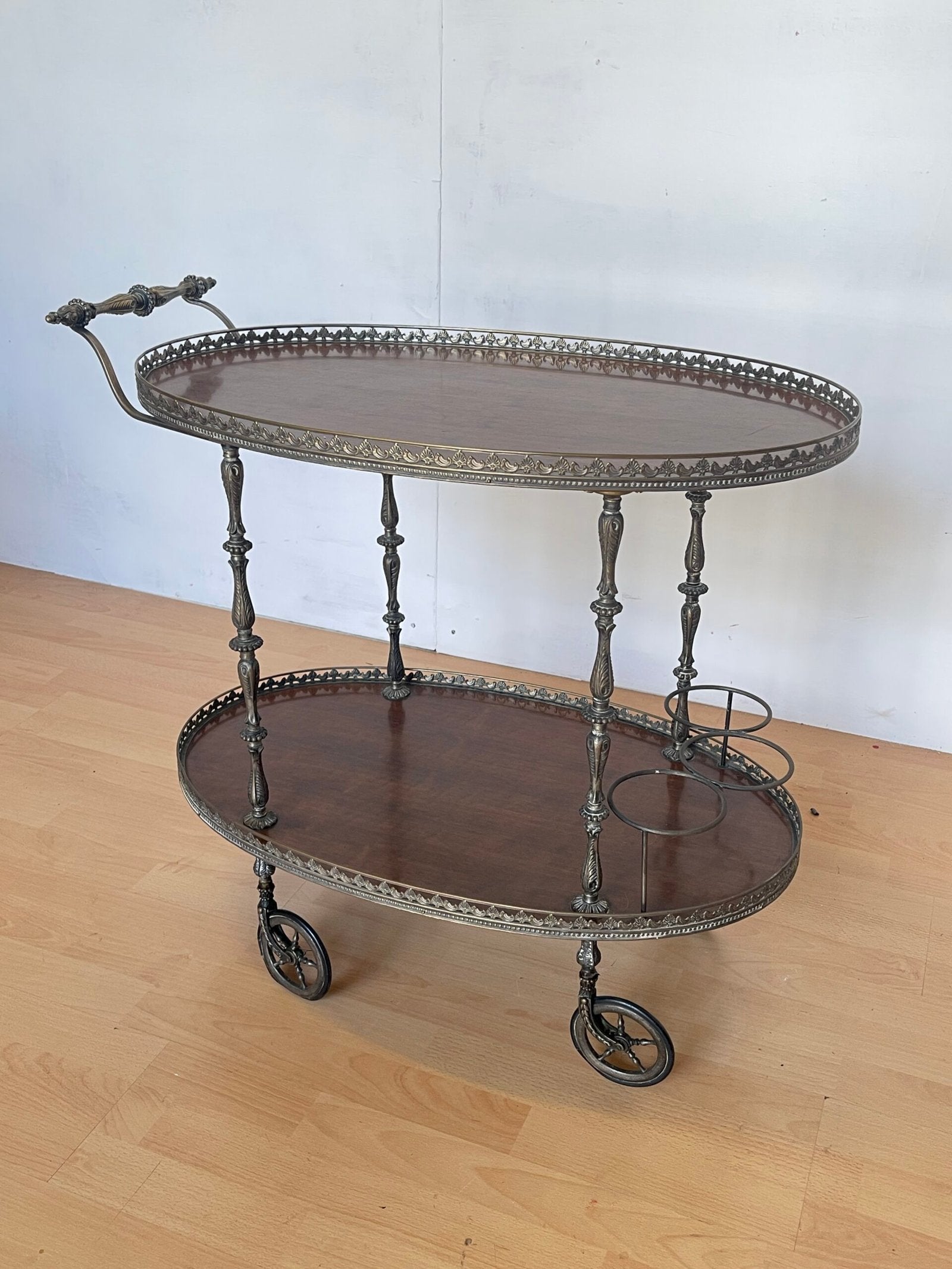 Carrello da Servizio vintage in Ottone e Legno - «Grand Époque»