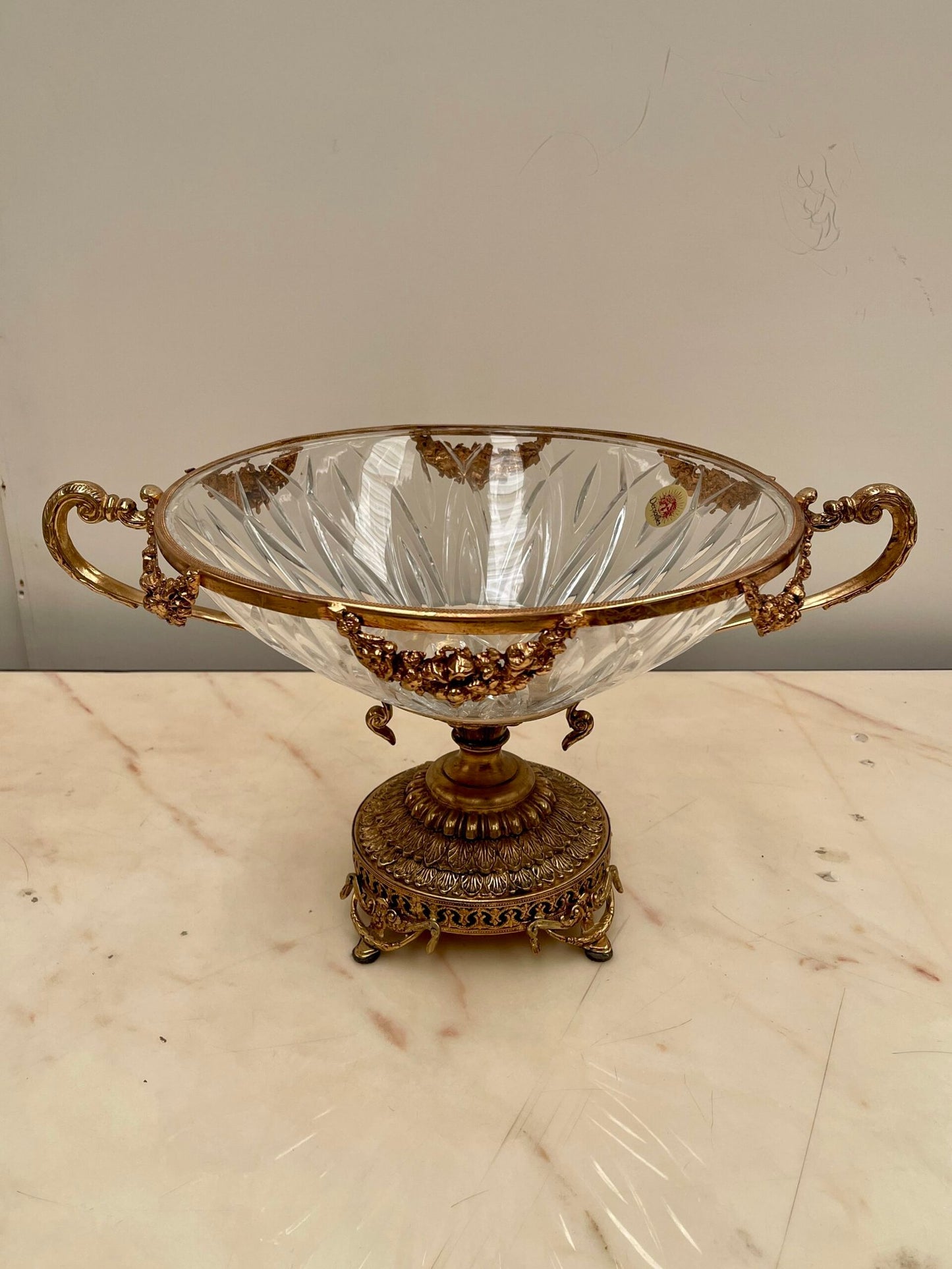 Centrotavola in Cristallo e Bronzo Dorato Stile Luigi XVI