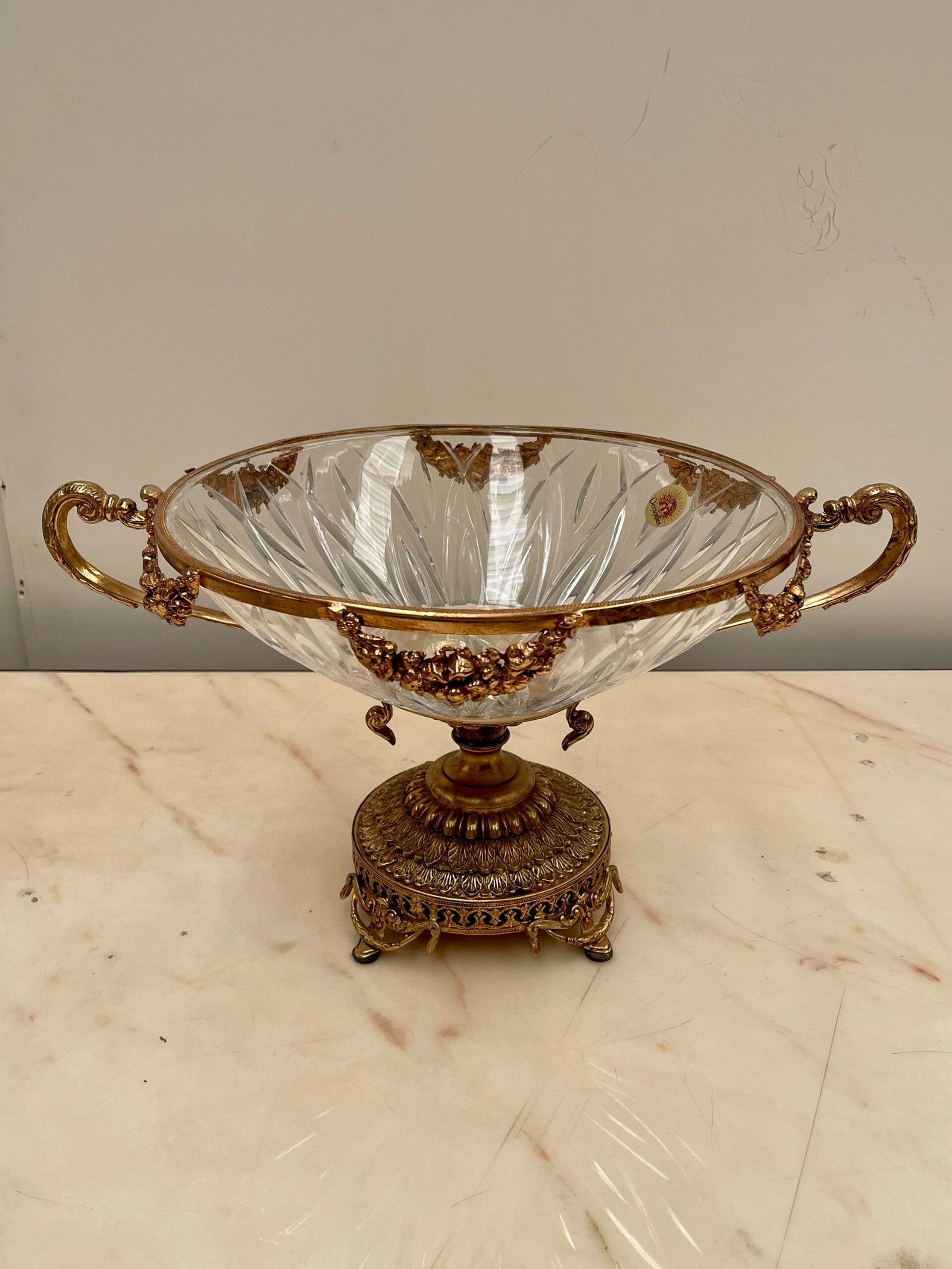 Centrotavola in Cristallo e Bronzo Dorato Stile Luigi XVI