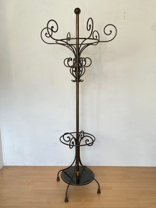 Appendiabiti d'Epoca in Ferro Battuto - Con Portaombrelli Integrato