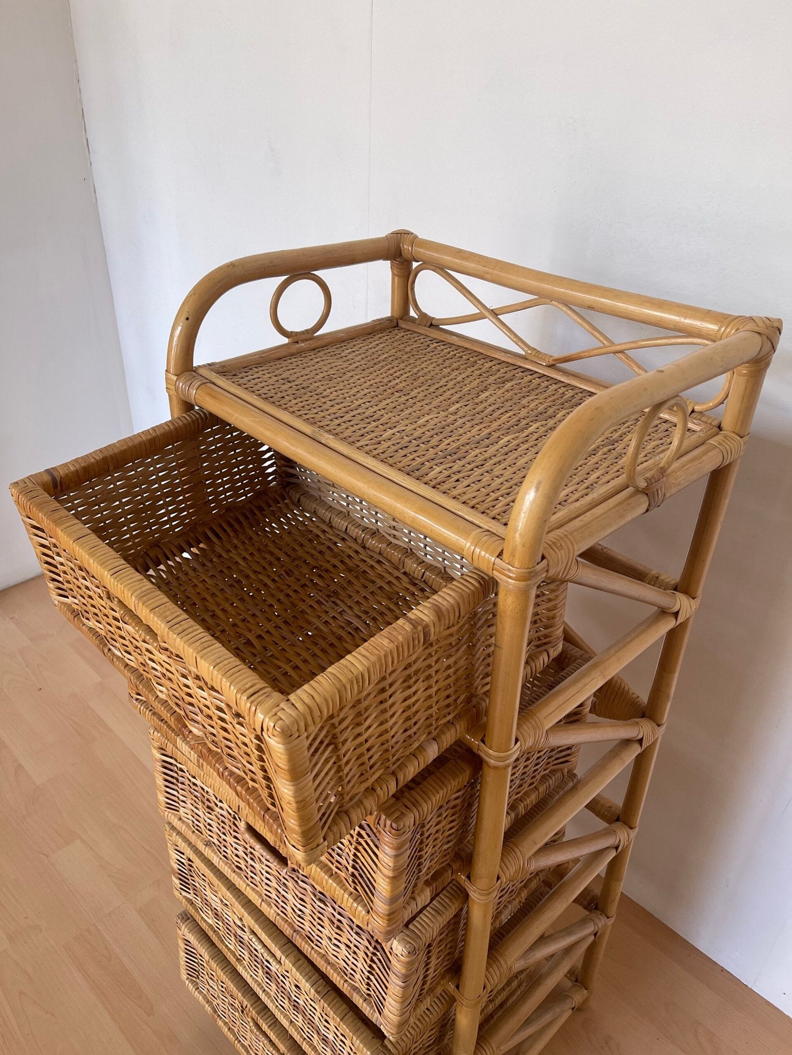 Cassettiera in Rattan Naturale a 5 Cassetti