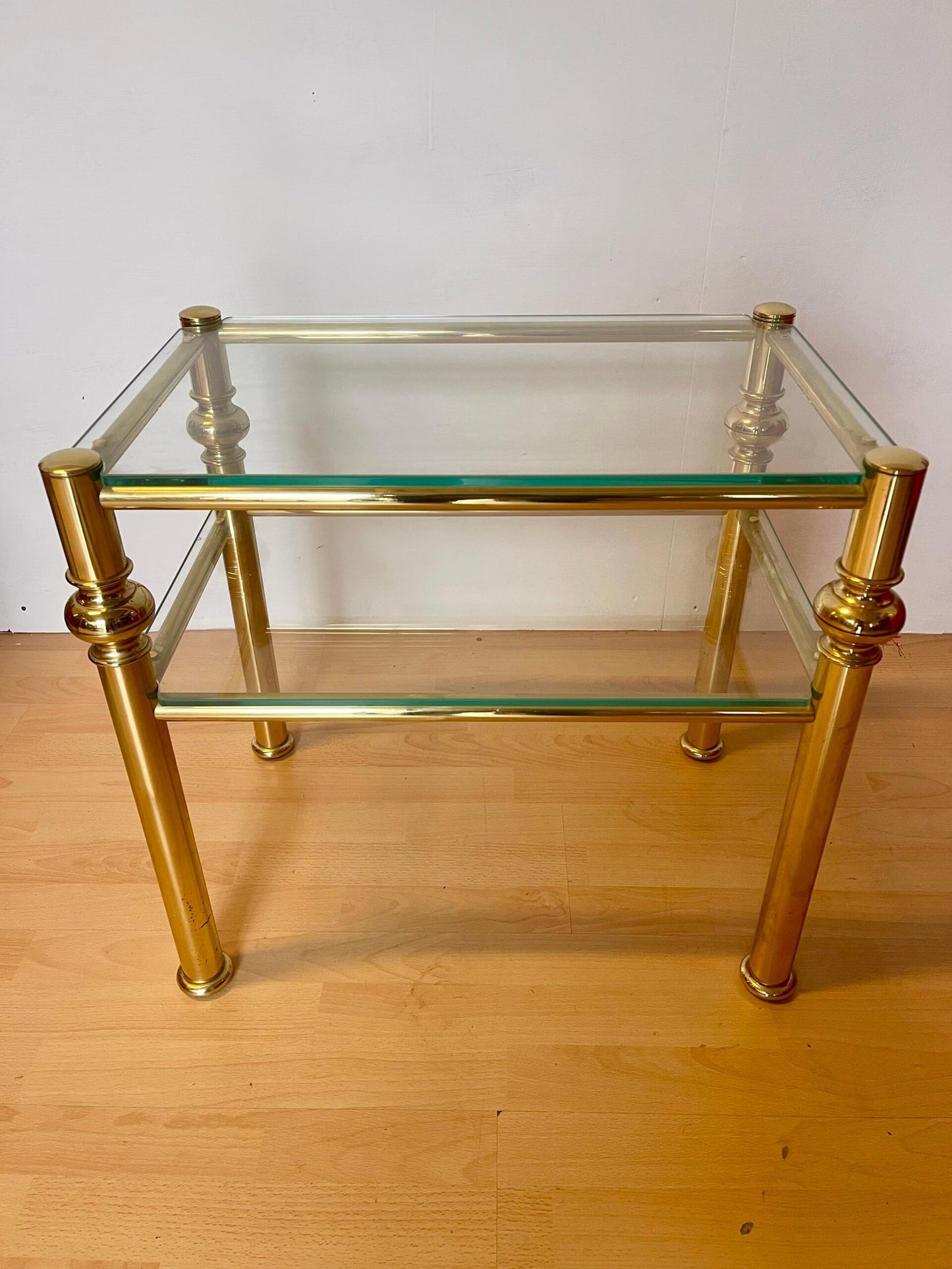 Tavolino in ottone e vetro, stile Moderno anni '70