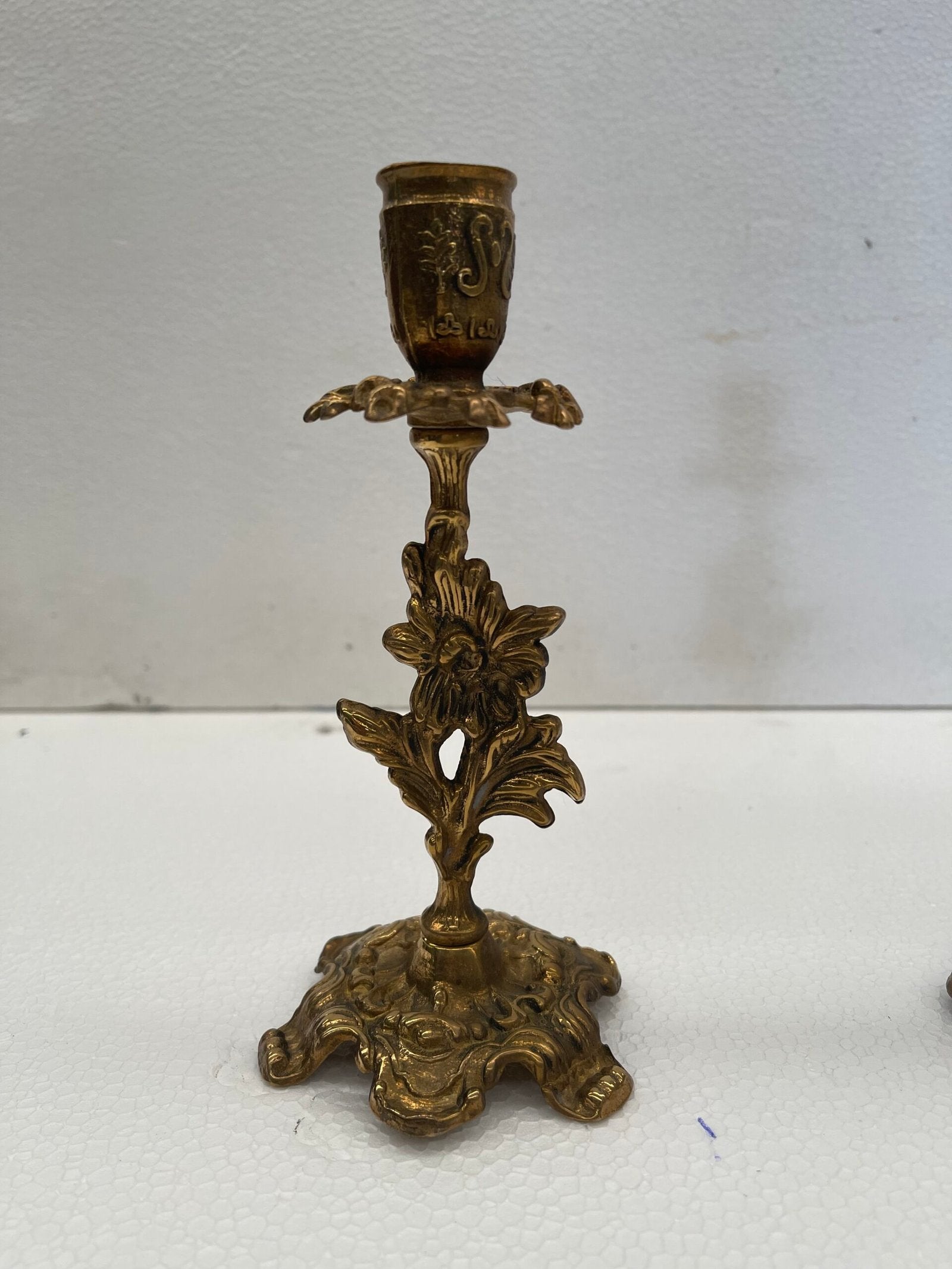 Set di 4 Candelabri Antiche in Bronzo Cesellato