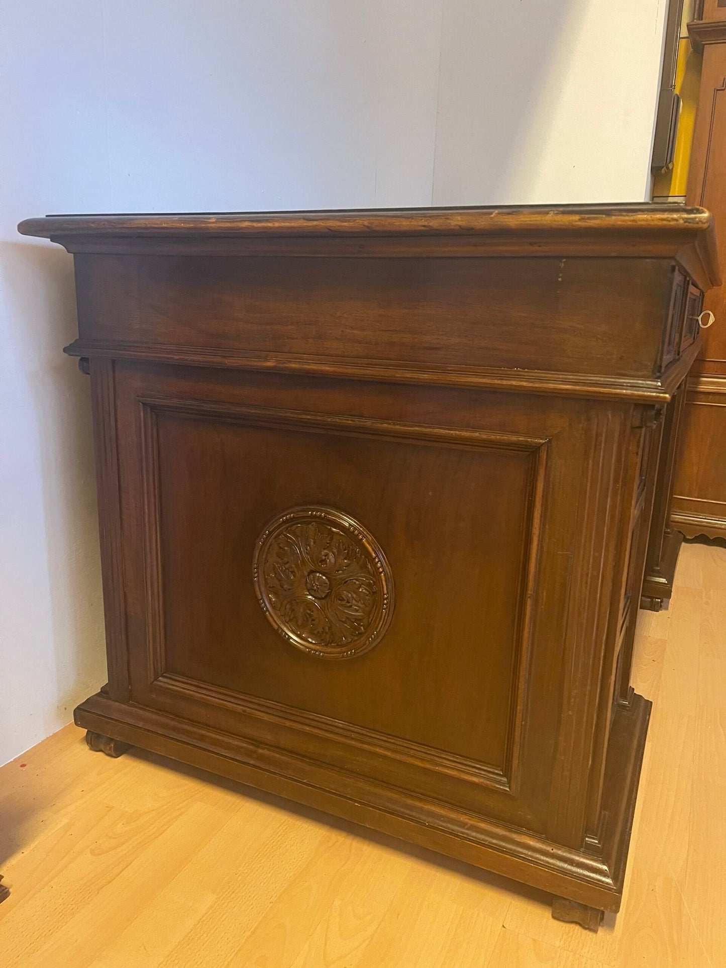 Scrivania da Direttore/Bureau Plat in Legno Massello con Cassettiere