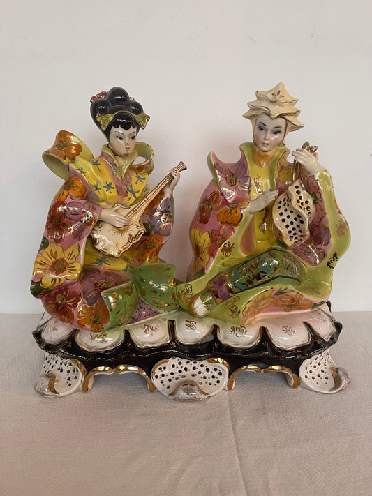 Coppia Orientale in Ceramica Policroma – Italia, Anni '50/'60