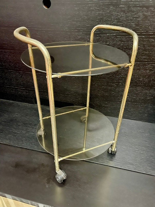 Carrello bar in ottone e cristallo