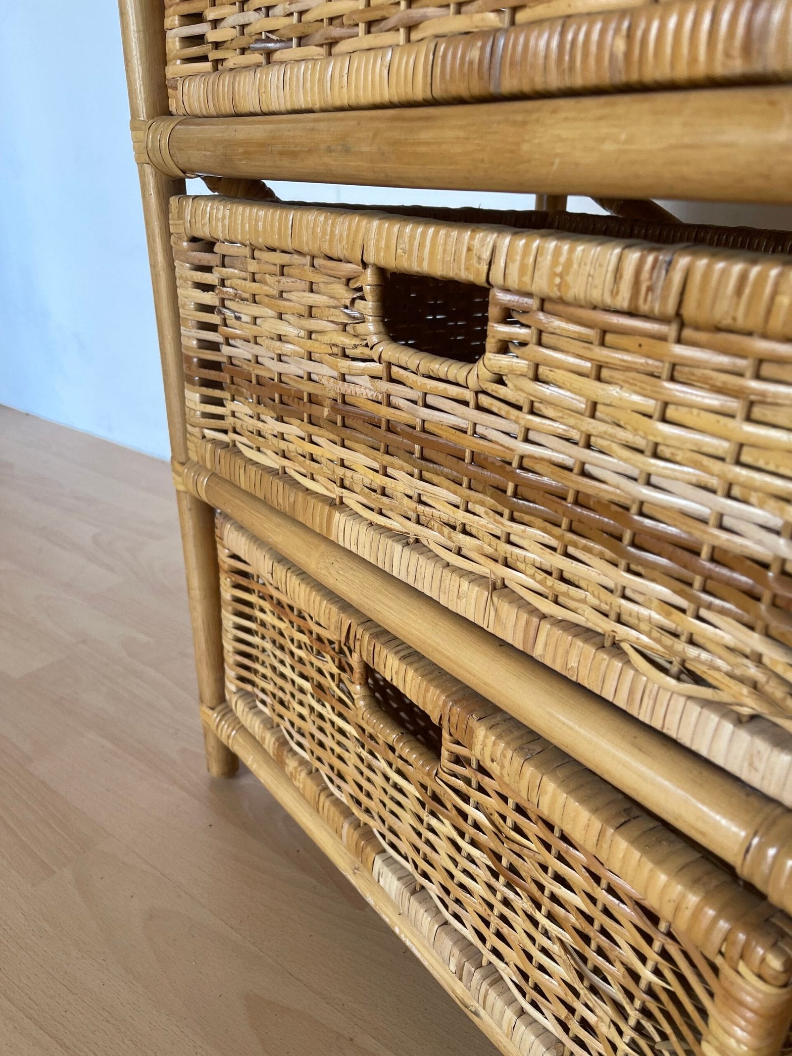 Cassettiera in Rattan Naturale a 5 Cassetti