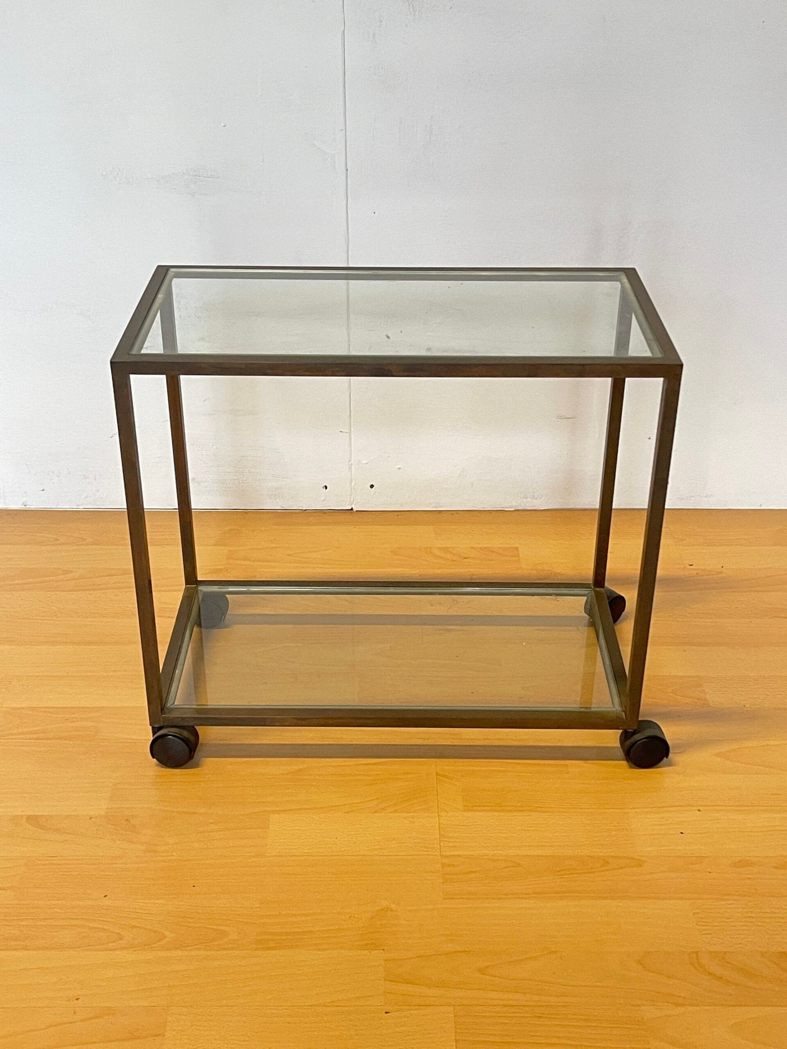 Carrellino vintage in Vetro e Metallo con Ruote