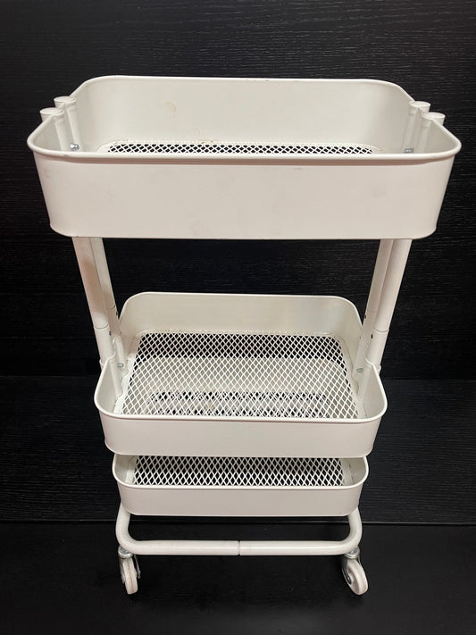 Carrello portaoggetti in metallo bianco a 3 livelli - Con ruote