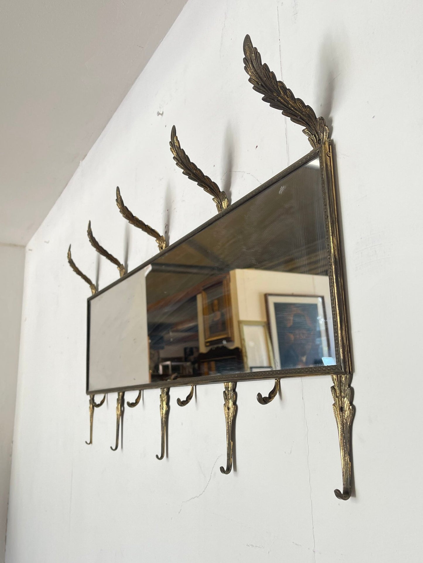 Specchiera vintage con Appendiabiti in Ottone stile classico