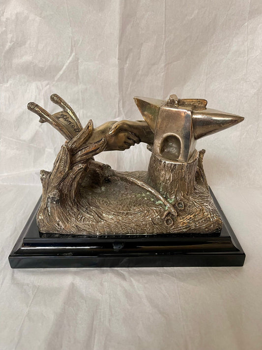 Scultura in Bronzo su Base in Marmo – “La Stretta di Mano” di G. Ruggeri