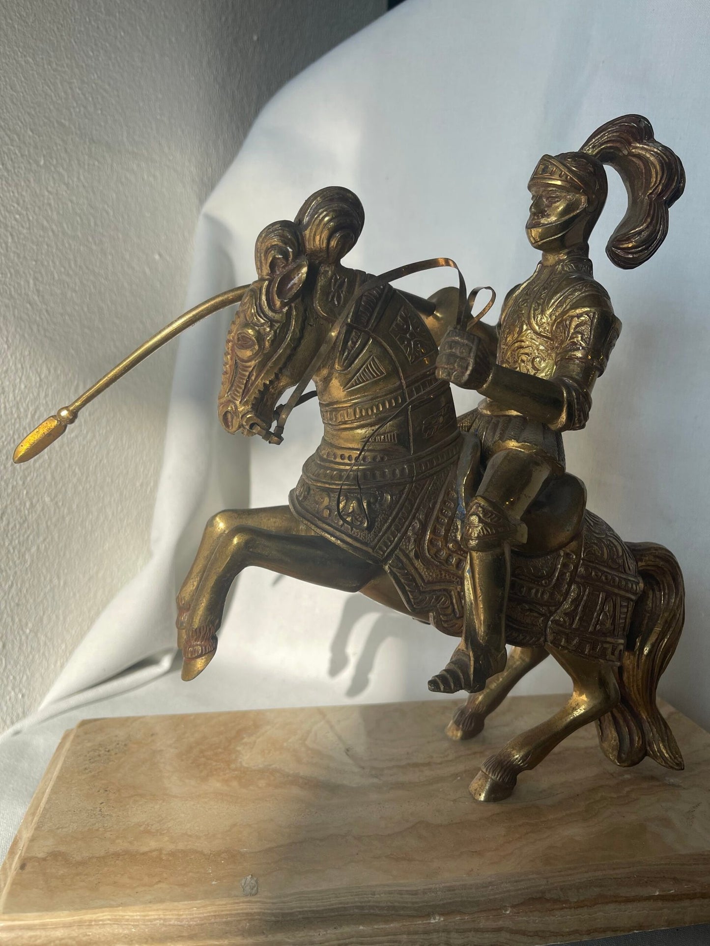 Statuetta Equestre di Cavaliere Medievale in Bronzo