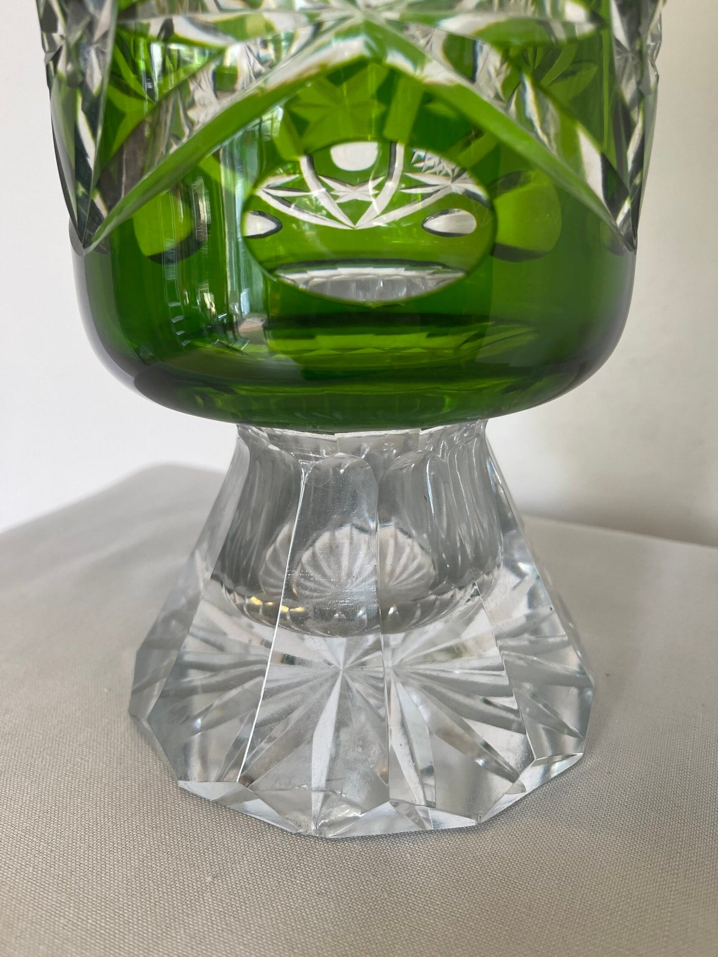 Vaso in Cristallo Verde Tagliato