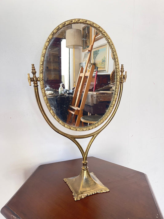 Specchiera da Tavolo Vintage in Ottone Cesellato – Stile Classico Regolabile