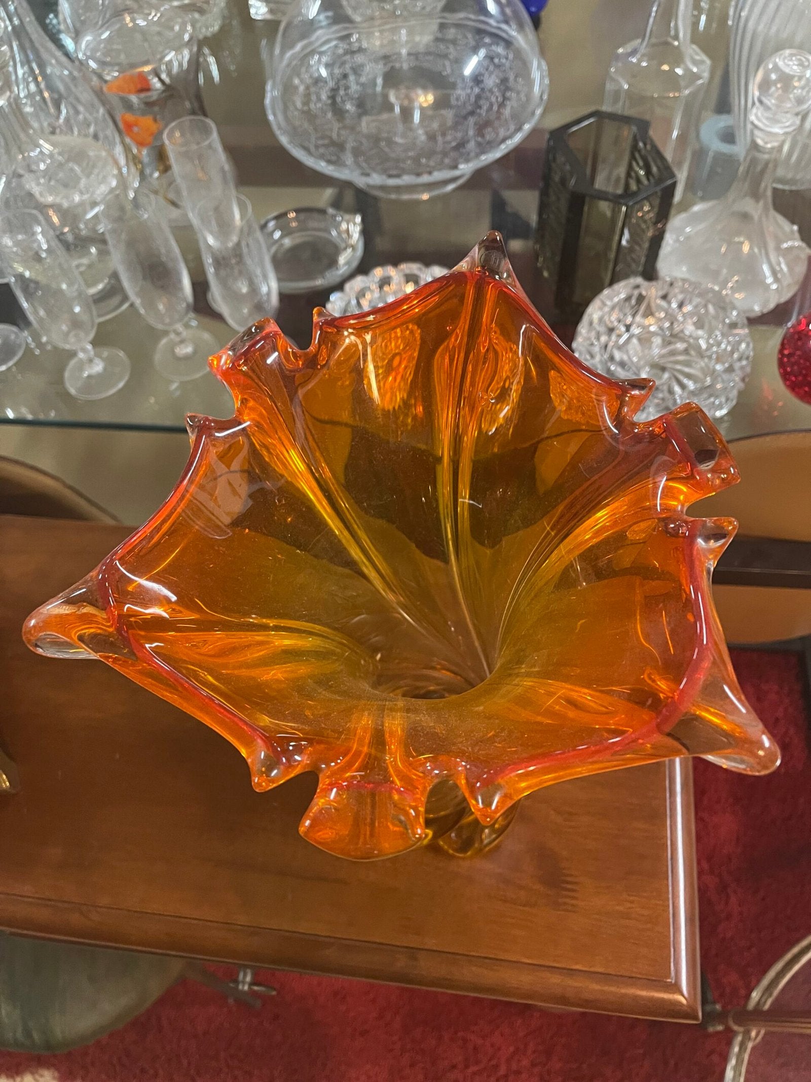 Vaso Artistico "Torsione" in Vetro di Murano Arancione-Ambra