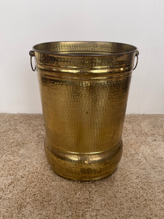 Secchiello decorativo in ottone martellato vintage