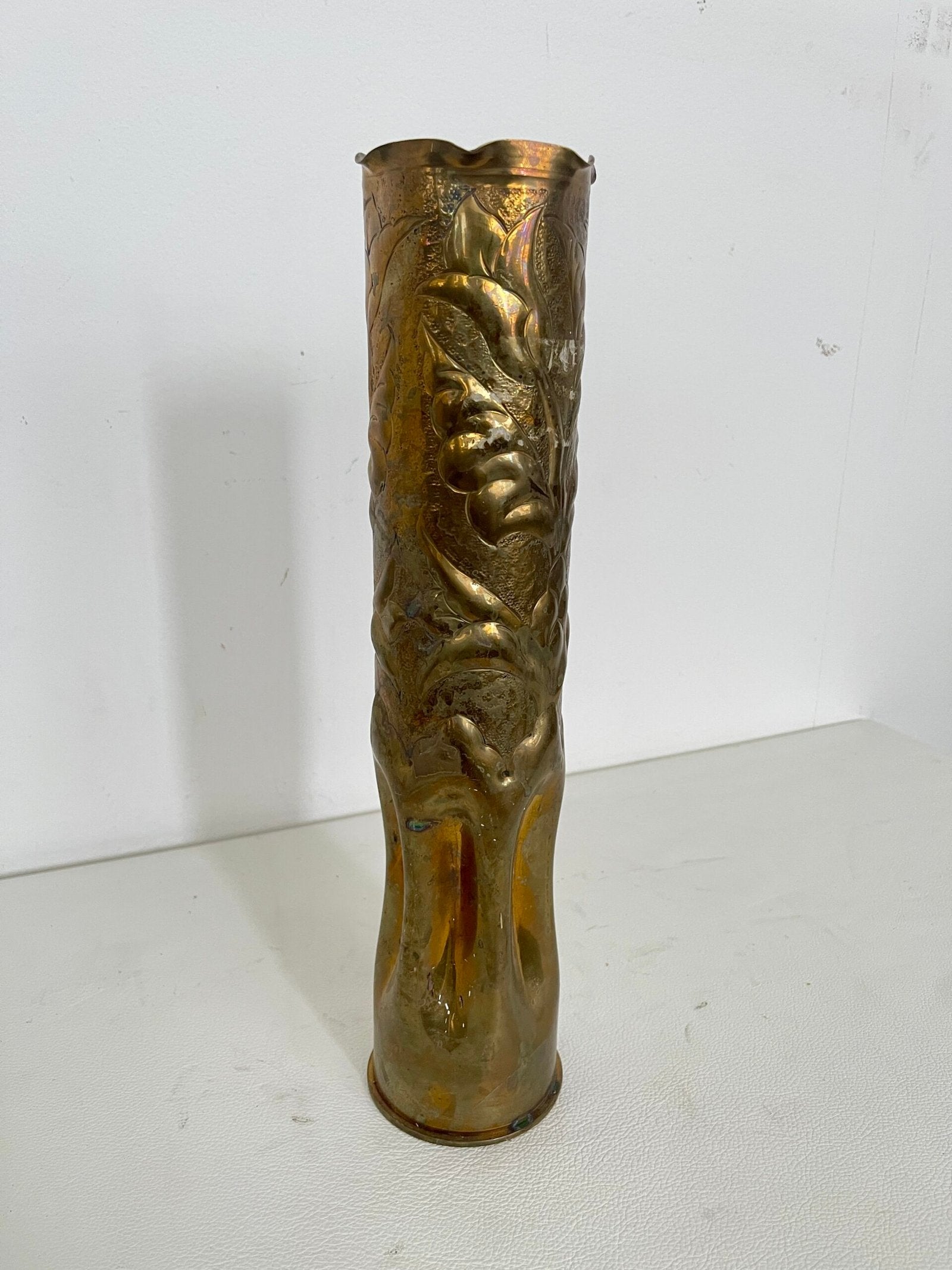Vaso d’artiglieria in ottone inciso – Trench Art Prima Guerra Mondiale