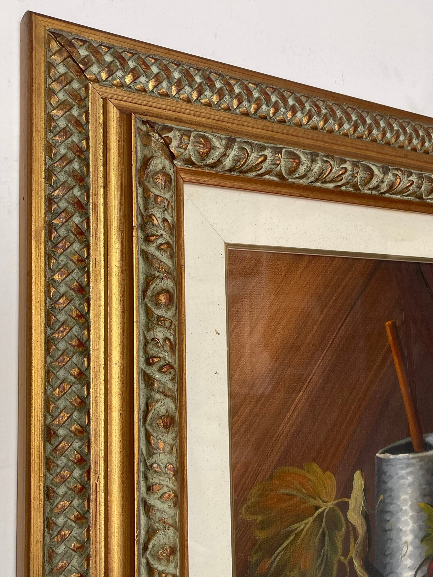 Quadro Natura Morta con Frutta e Oggetti d’Epoca – Cornice Dorata Antica