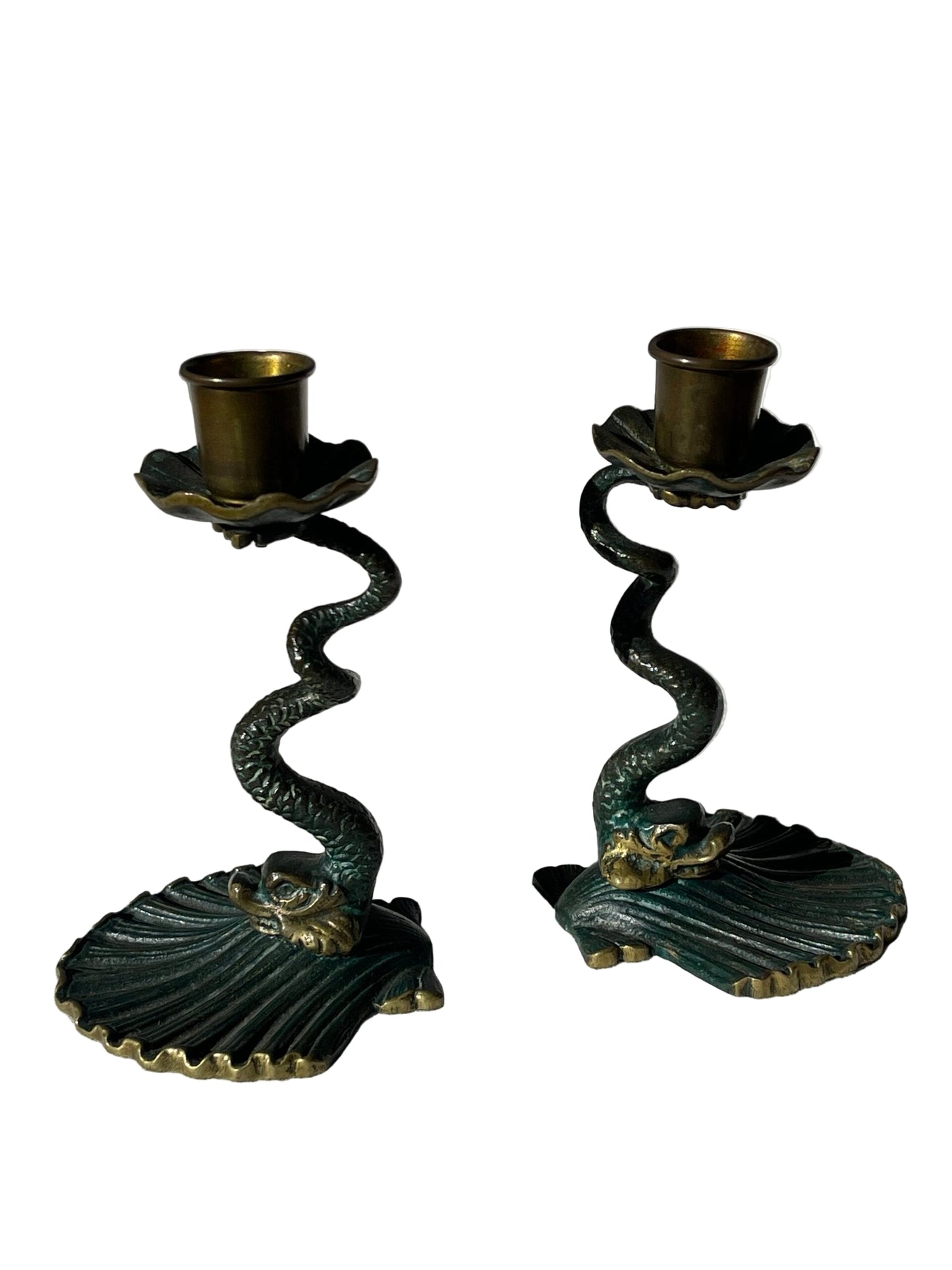 Coppia di candelieri trifone vintage XX