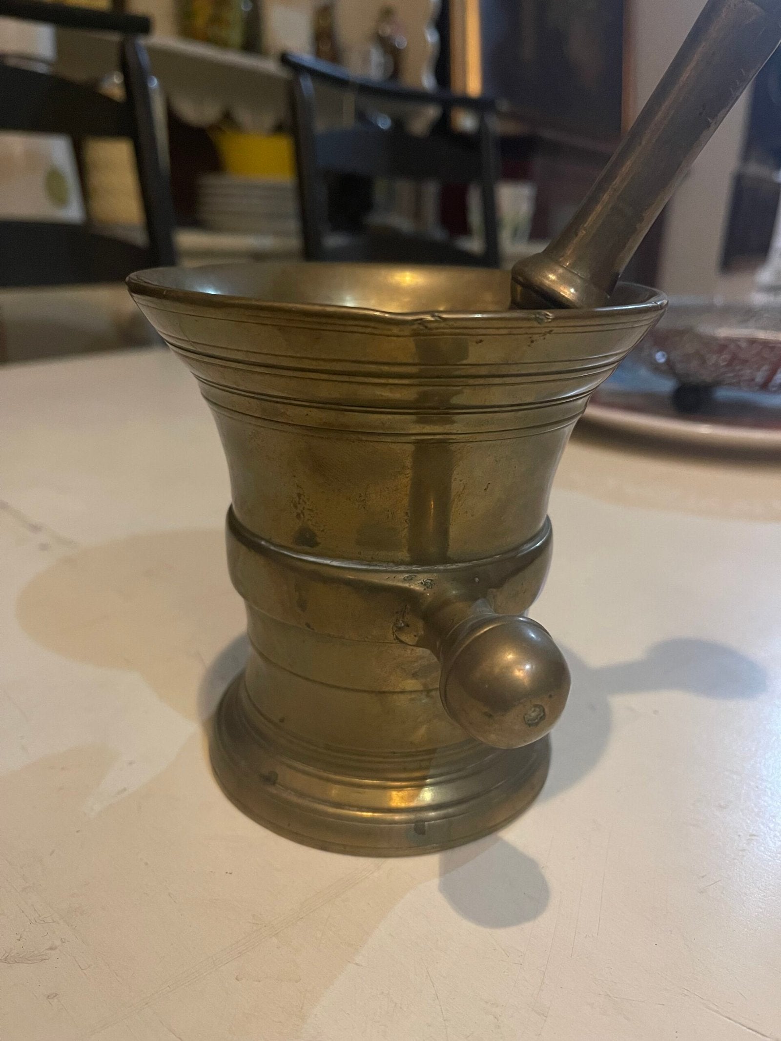 Mortaio e Pestello Antico in Bronzo Massiccio